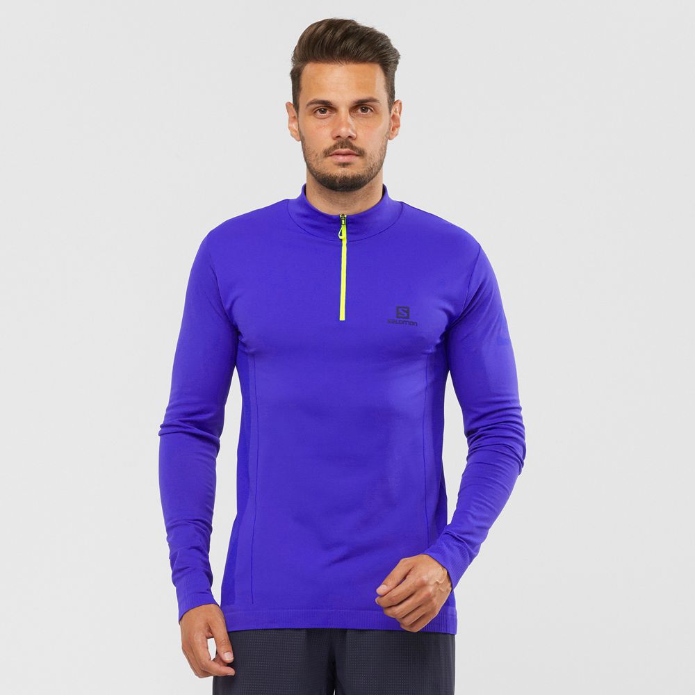 Salomon Israel ESSENTIAL SEAMLESS - Mens Midlayers - Blue (FWGL-21640)